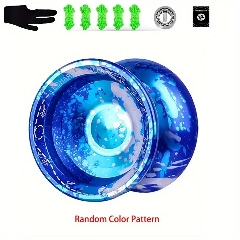 5 Ropes Professional Grade Yoyos, Non-Reactive Aluminum Alloy, Blue, Beginner Outdoor Sports Toy with Gloves and Bearings