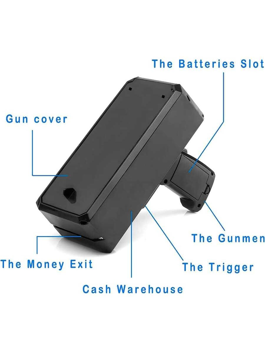 Black Money Guns Shooter, Super Money Gun Make It Rain Toy Gun, Handheld Spary Cash Gun For Game Movies Party Supplies,Card Gun,Gun Costume,Prop Money Gun Black
