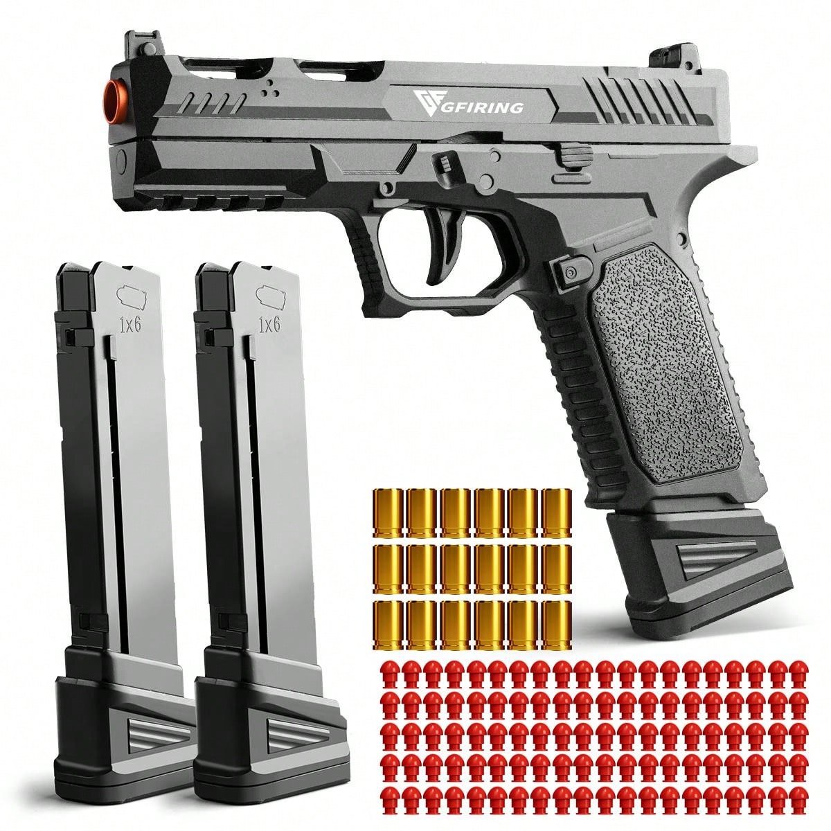 Toy Gun Soft Bullet Pistol For Teens - Rapid Fire, Auto Eject, Outdoor Shooting Game,100 Bullets, 18 Shells, 3 Magazines Black