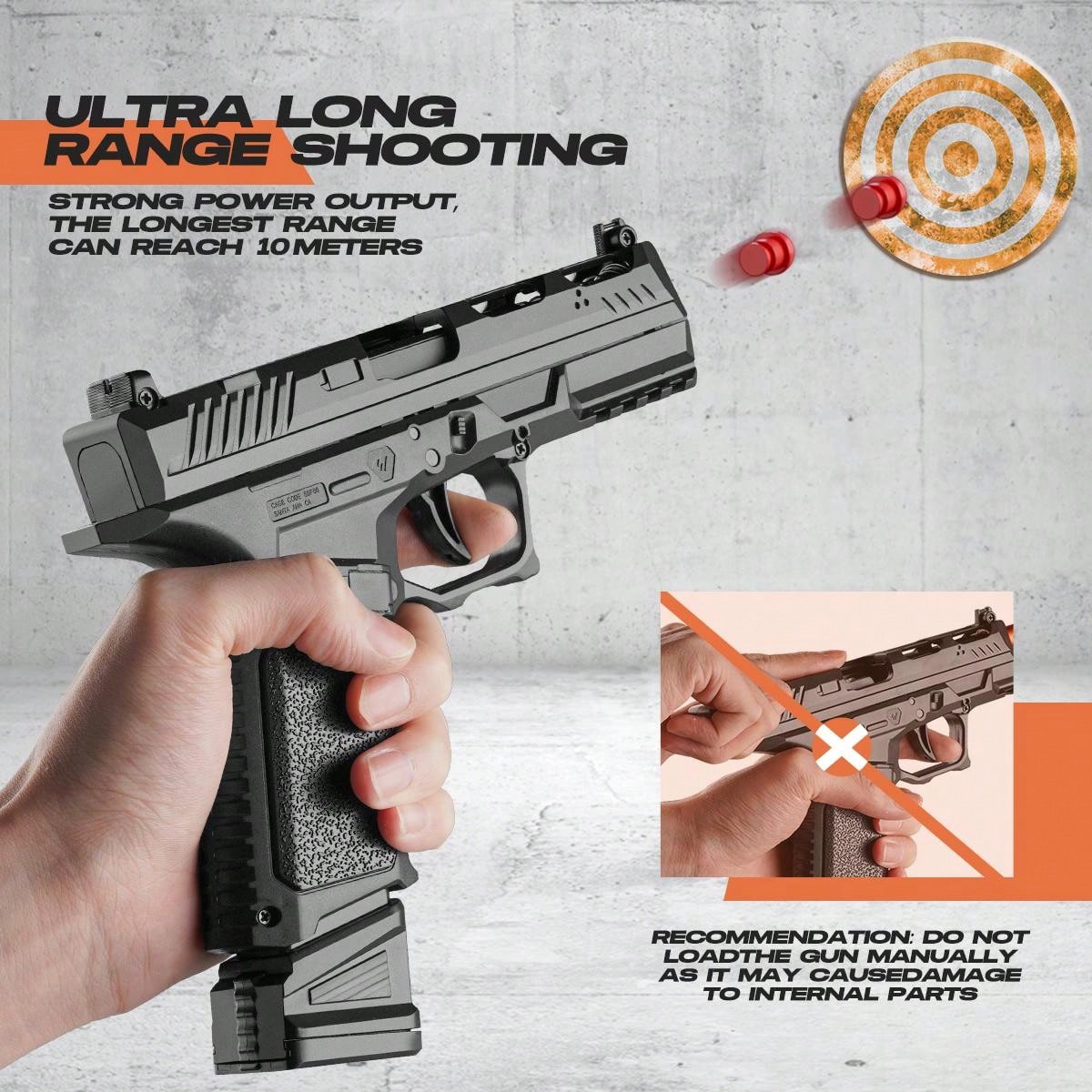 Toy Gun Soft Bullet Pistol For Teens - Rapid Fire, Auto Eject, Outdoor Shooting Game,100 Bullets, 18 Shells, 3 Magazines Black