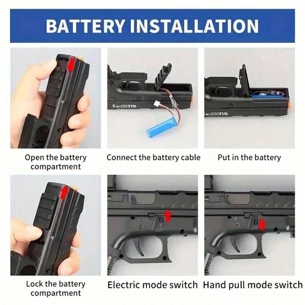 Gel Blaster Gun, Electric Ball Blaster Pistol, High Orbeez Gun Performance Cool Toy Gun, Rechargeable Splatter Ball Toys, Suitable For Outdoor Shooting Party Games, Holiday Gifts For Boys Black