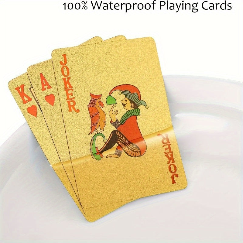 1 Deck Golden Plastic Playing Cards - Waterproof, Flexible, High-Quality Material for Teens - Ideal for Party Games and Card Games
