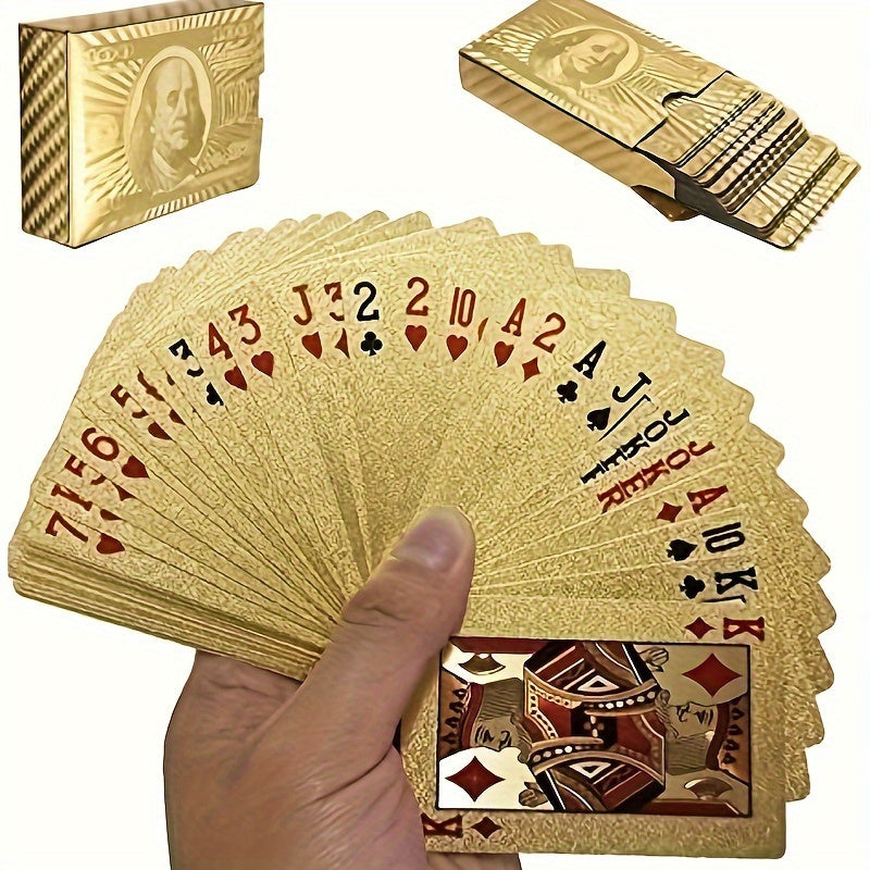 1 Deck Golden Plastic Playing Cards - Waterproof, Flexible, High-Quality Material for Teens - Ideal for Party Games and Card Games