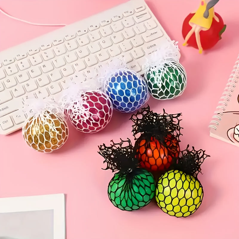 Fei Rui Rainbow Grape Squeeze Ball, Mixed Color, Thermoplastic Polyurethane, Uncharged, Creative, for Stress Relief, with Christmas & Halloween Gifts