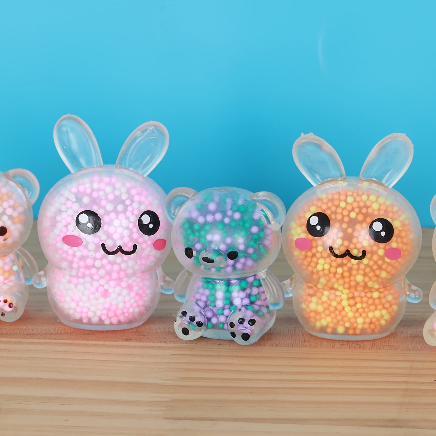 6pcs Colorful Easter Bunny Bear Stress Balls - Perfect Kids Easter Basket Stuffers & Party Favors!