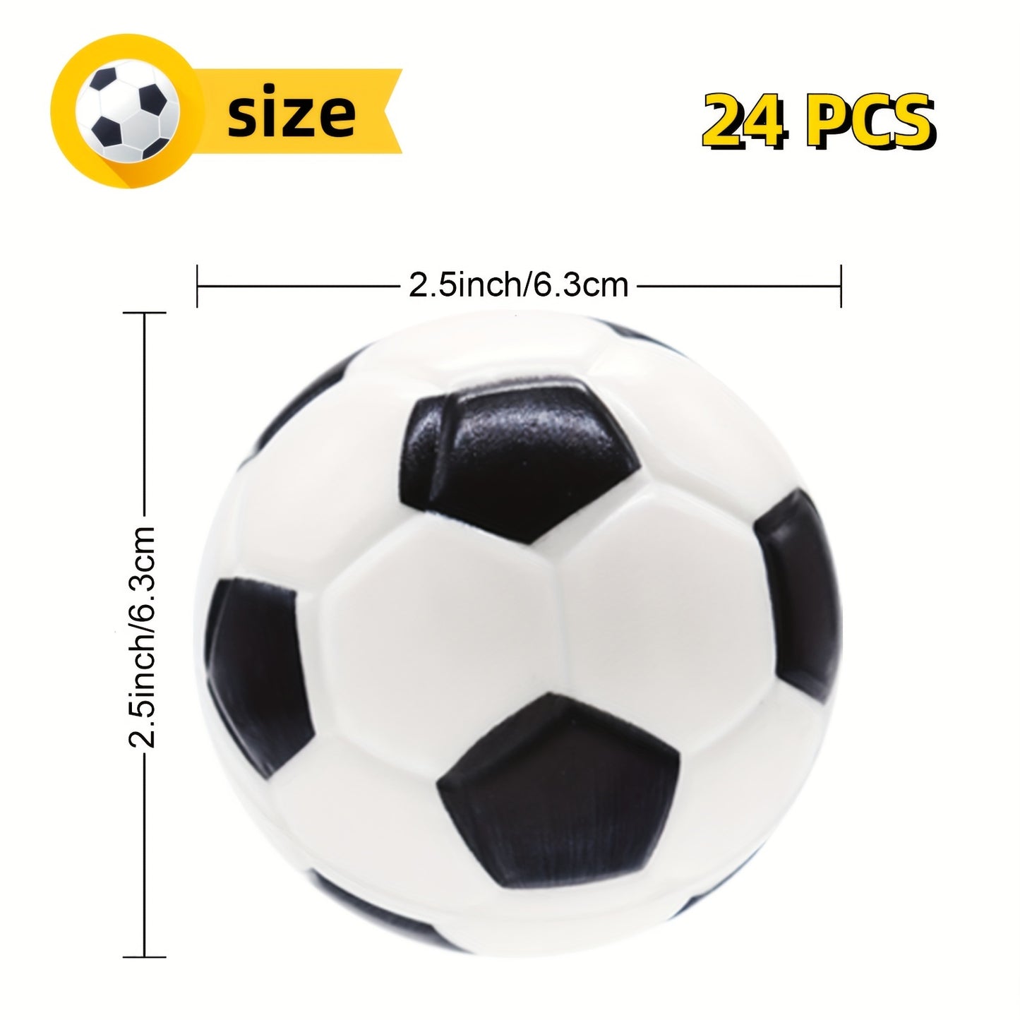 24pcs Mini Soccer Stress Balls - Soft Touch Polyurethane Foam Toys for Anxiety Relief, No Electricity Needed - Durable Squeeze Balls for Youngsters & Adults - Perfect Party Favors & Gifts