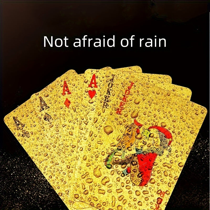 Luxury Golden Foil Playing Cards - Waterproof PVC, Durable Plastic Poker Deck with Elegant Joker Design, Perfect for Home Entertainment & Game Nights
