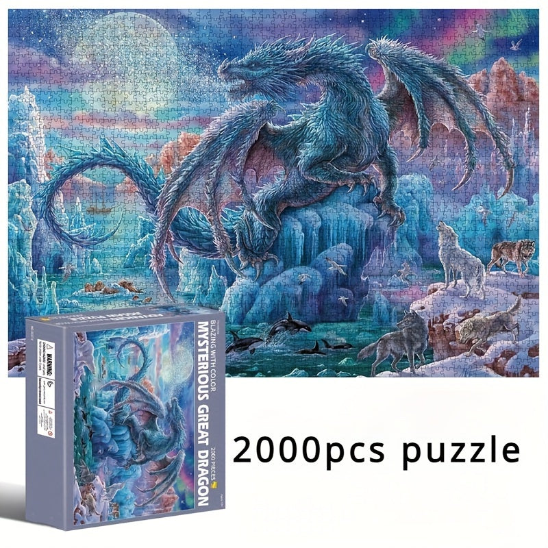 2000pcs Premium Paper Giant Dragon Jigsaw Puzzle - Educational & Fun Indoor Game for Home Decor, Perfect Gift for Holidays & Birthdays