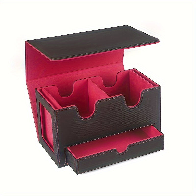 Premium Faux Leather Storage Box Faux Leather Flip-Top Premium Game Card Storage Box - Collector's Case for Trading Cards, Anime & Sports Star Cards