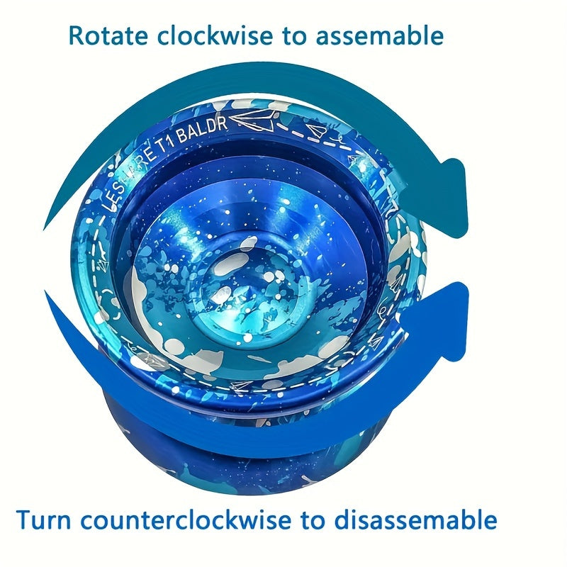 5 Ropes Professional Grade Yoyos, Non-Reactive Aluminum Alloy, Blue, Beginner Outdoor Sports Toy with Gloves and Bearings
