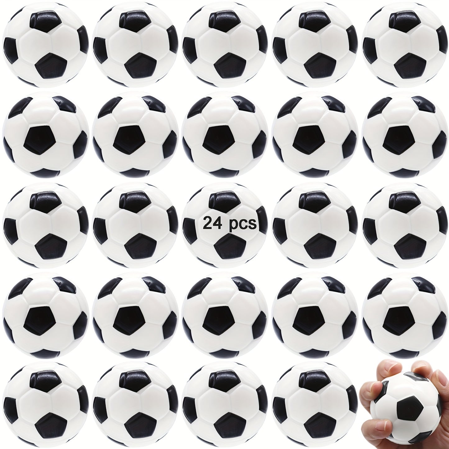 24pcs Mini Soccer Stress Balls - Soft Touch Polyurethane Foam Toys for Anxiety Relief, No Electricity Needed - Durable Squeeze Balls for Youngsters & Adults - Perfect Party Favors & Gifts