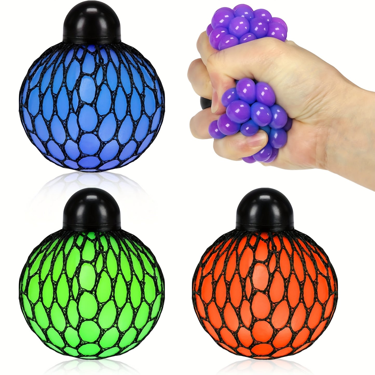 Fei Rui Rainbow Grape Squeeze Ball, Mixed Color, Thermoplastic Polyurethane, Uncharged, Creative, for Stress Relief, with Christmas & Halloween Gifts