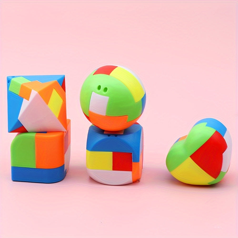 10-Piece Challenging Mind Games Puzzle Set - Durable Plastic Interlocks for IQ Boost & Logic Practice - Fun Fidget Toy with Exciting Random Designs for Pastime