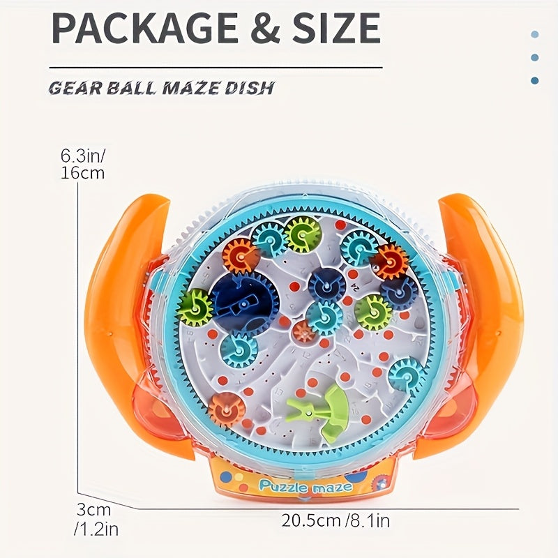 3D Maze Puzzle Ball Game for Youngsters – Blue & Orange Gear Labyrinth Toy with Marble Maze Design, Brain Teaser & Physical Activity Challenge, Durable ABS Material