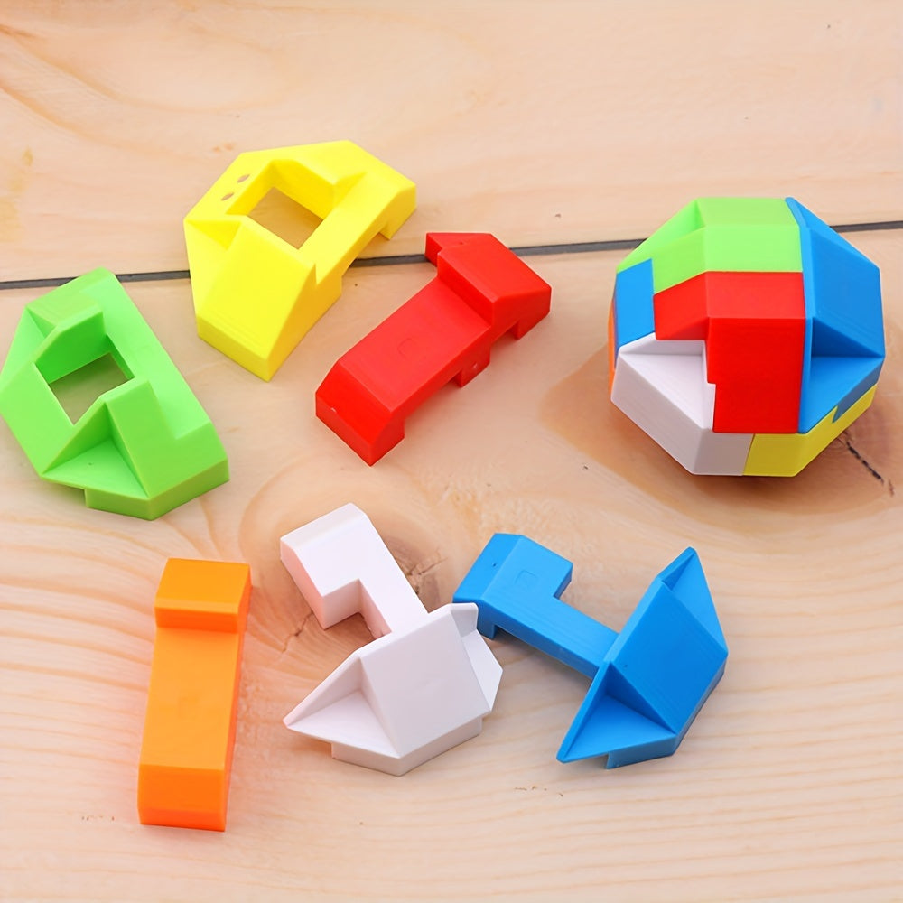10-Piece Challenging Mind Games Puzzle Set - Durable Plastic Interlocks for IQ Boost & Logic Practice - Fun Fidget Toy with Exciting Random Designs for Pastime