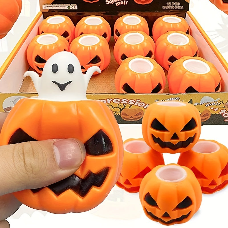 One Squishy Pumpkin Ghost Squeeze Toy Suitable for Both Kids And Adults, Perfect for Fidgeting. A Fun Sensory Ball for Entertainment, Games, And Parties, Ideal for Halloween And Christmas Gifts.