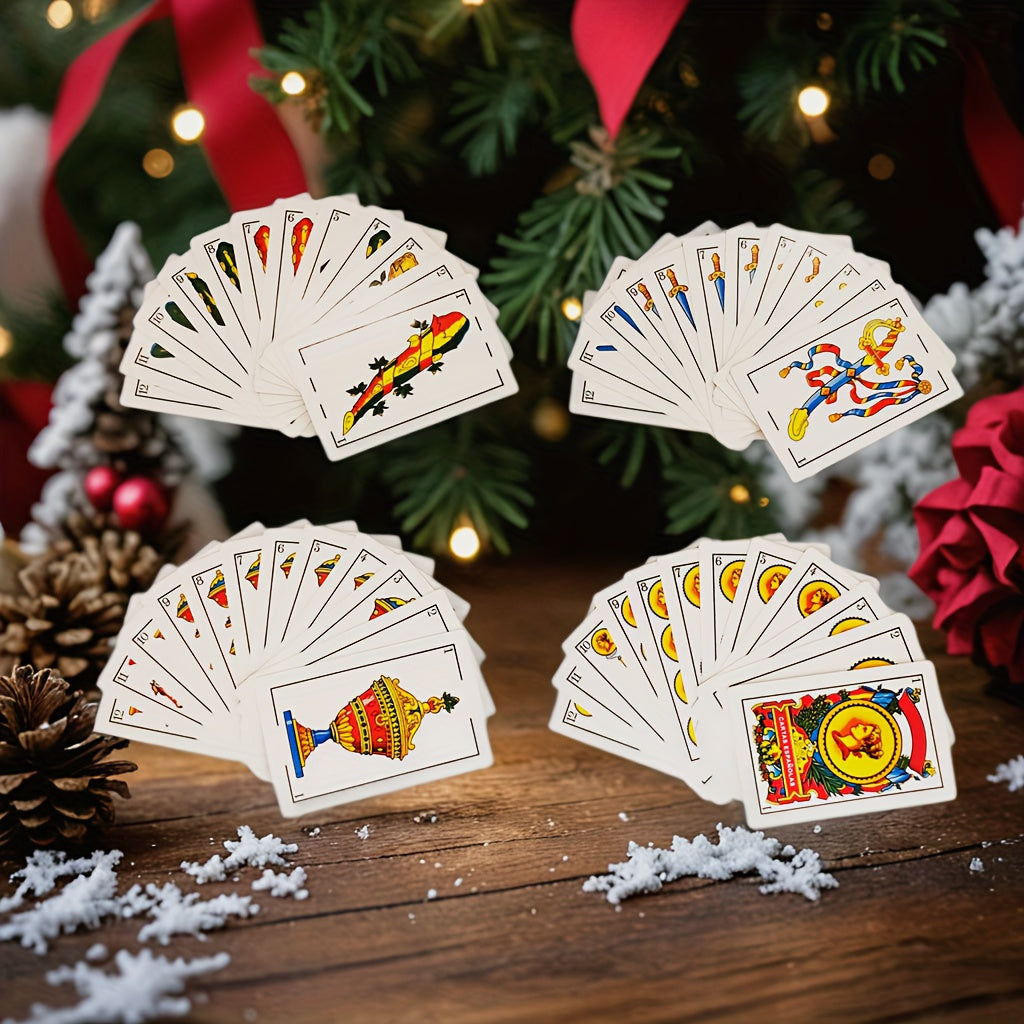 Authentic Spanish Playing Cards - Classic Baraja De Navidad Design, Paper Material, Ideal for Christmas, Puerto Rican & Mexican Styles