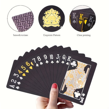 Poker Playing Cards, Set of 54 Collectible Playing Foil Poker Water Resistant, Luxury Black Cards, Limited Edition Black Foil Poker Cards, Family Interaction, Games, Gathering, Groups Activities