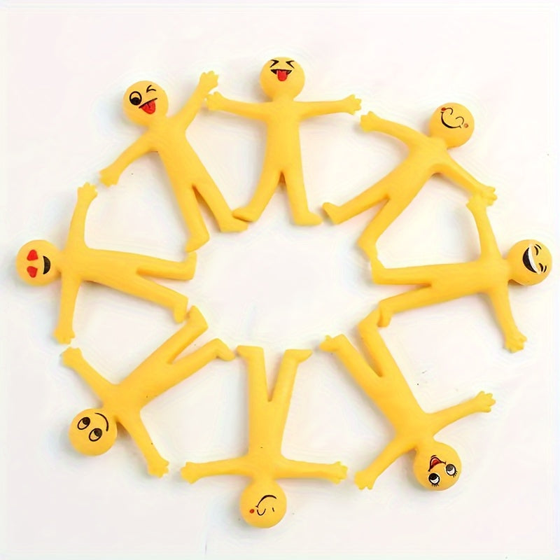 25 Pcs Stretchable Yellow Stress Relief Toys - Kids' Christmas Party Favors - Soft Rubber Venting Dolls