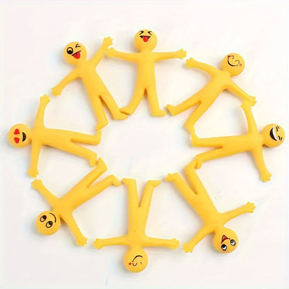 25 Pcs Stretchable Yellow Stress Relief Toys - Kids' Christmas Party Favors - Soft Rubber Venting Dolls
