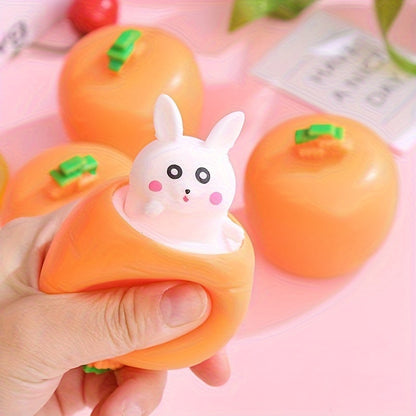 2pcs Carrot Squeeze Toys - Bunny Toy, Carrot Rabbit Squeeze Stress Ball, Party Gift, Halloween Goodie Bag Stuffing, Birthday, Christmas Gift