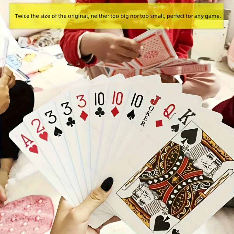 Jumbo Playing Cards for Indoor & Outdoor Fun - Durable Cardstock, Giant Size for Party Games & Holiday Entertainment, with Red & Black Design, Party Game Supplies|Traditional Playing Cards|Bold Suit Markings, Playing Cards Deck