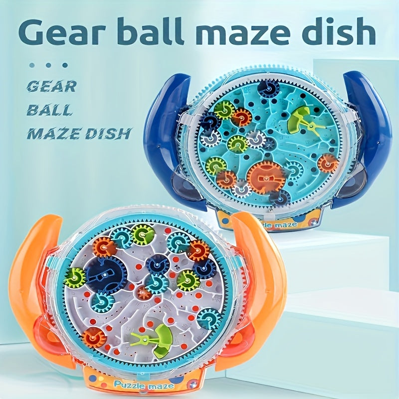 3D Maze Puzzle Ball Game for Youngsters – Blue & Orange Gear Labyrinth Toy with Marble Maze Design, Brain Teaser & Physical Activity Challenge, Durable ABS Material