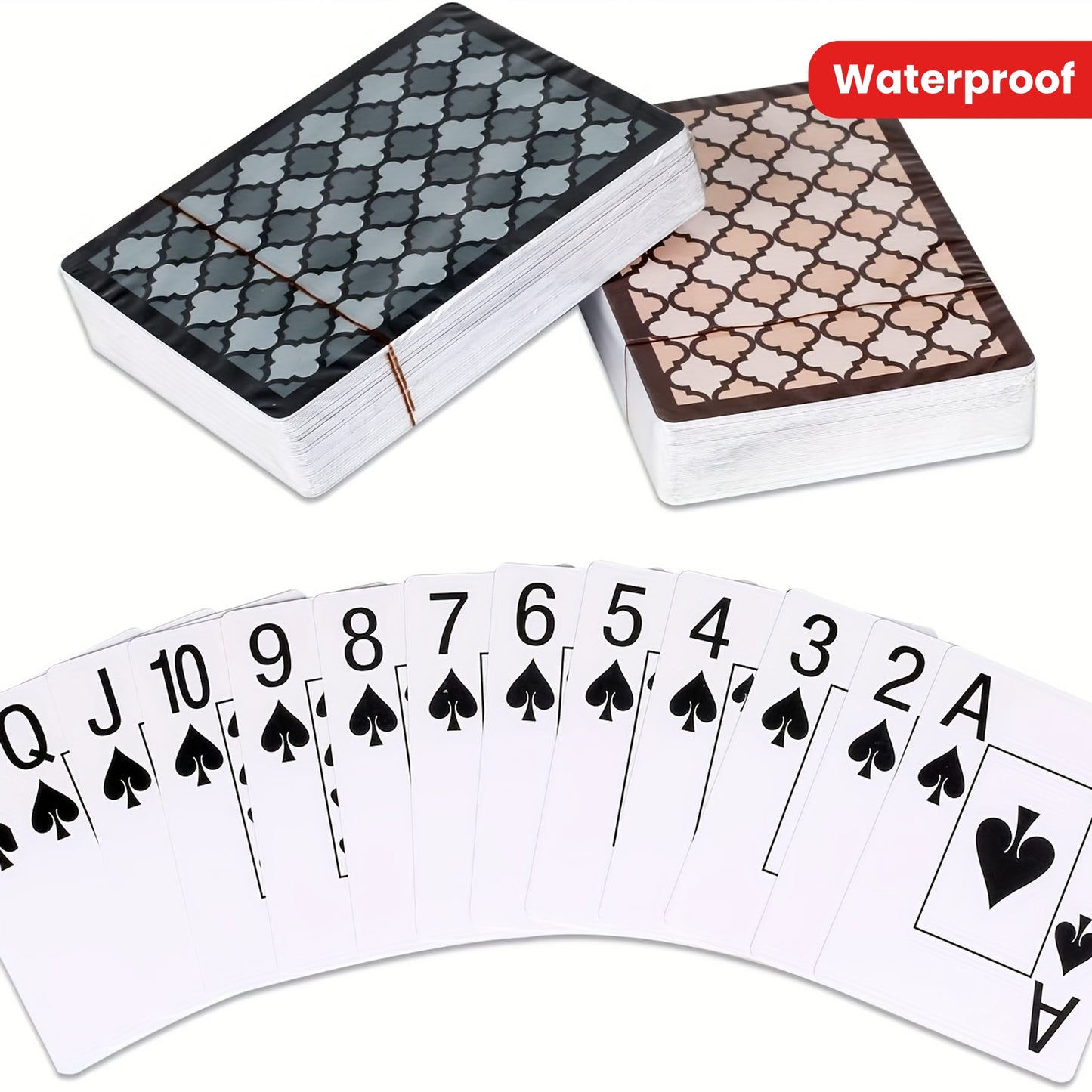 2 Decks of 100% Waterproof Plastic Playing Cards - Large Print Poker Cards for Endless Fun! Halloween Christmas Gift