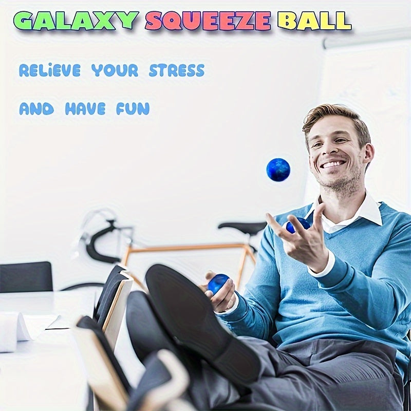 ROYLANZ 12pcs Galaxy Stress Balls - Space Theme Thermoplastic Polyurethane Squeeze Toys for, Finger Exercise, School Carnival, Party Favors, and Gifts for Kids and Children