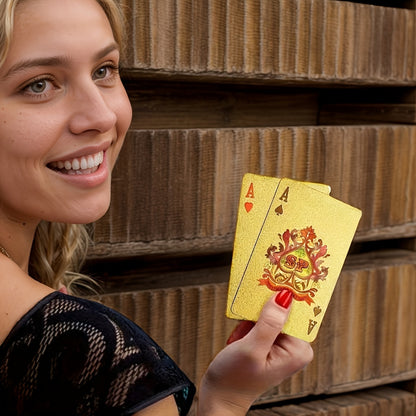 Waterproof and Flexible Golden Deck of Cards - High-Quality Plastic for Parties and Games