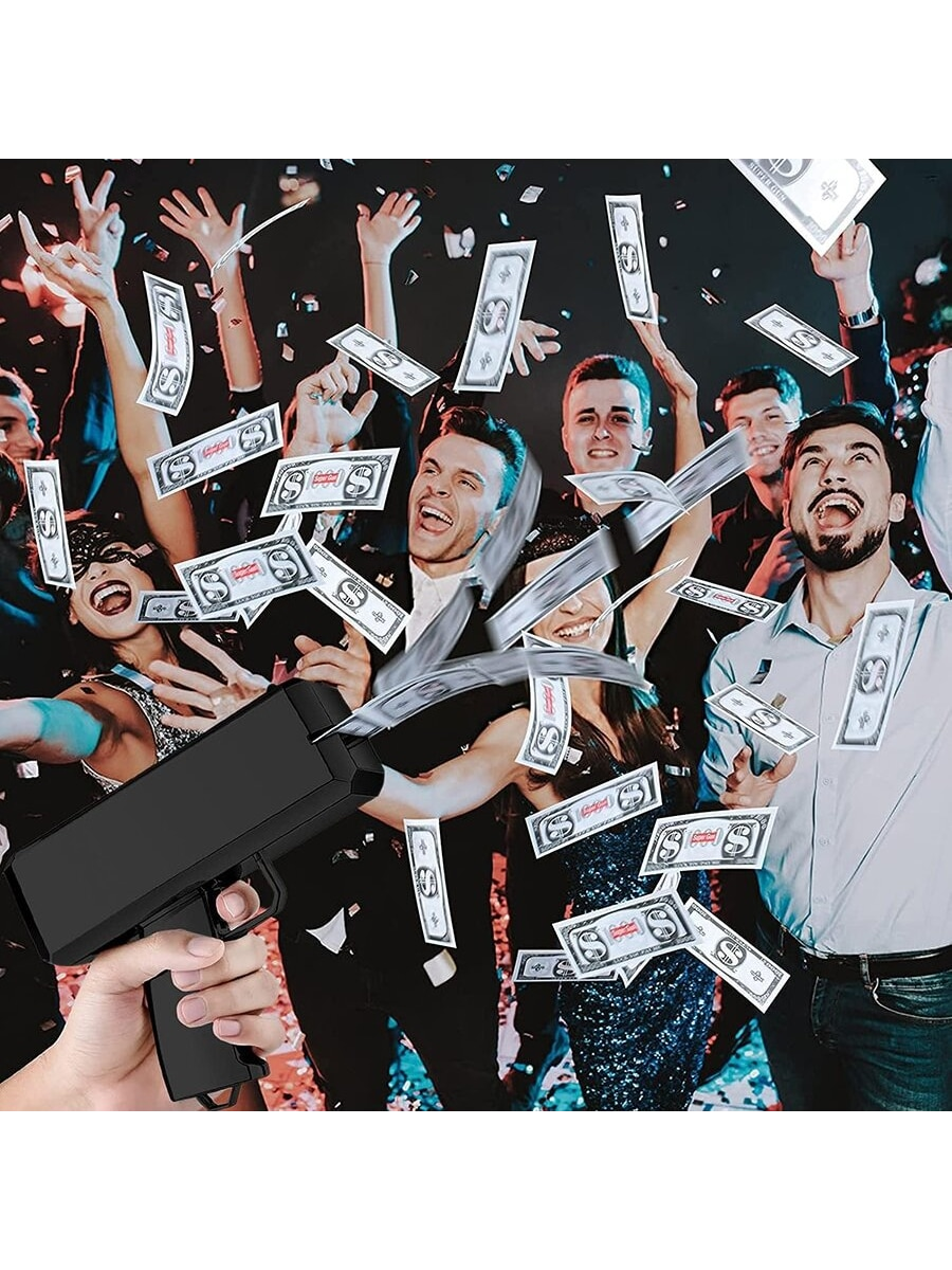 Black Money Guns Shooter, Super Money Gun Make It Rain Toy Gun, Handheld Spary Cash Gun For Game Movies Party Supplies,Card Gun,Gun Costume,Prop Money Gun Black