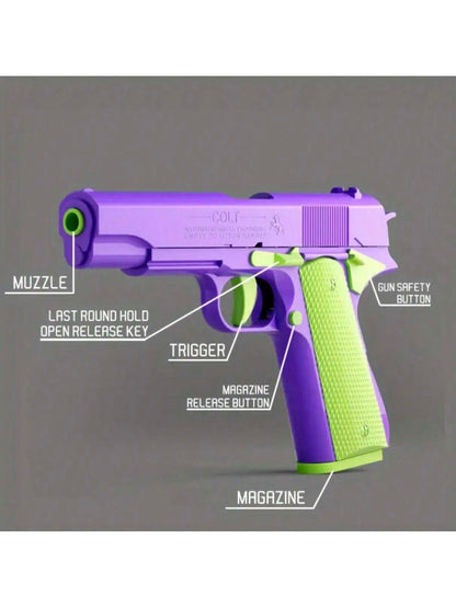 1pc Toy Gun With 10pcs/Set Bullets, Educational Model Toy Handgun, Shooting Game Simulation Shell Throwing Not Shooting, Christmas/Halloween/ For Kids Boys Girls Multicolor