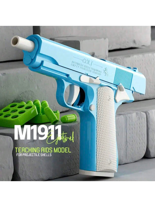 1pc Toy Gun With 10pcs/Set Bullets, Educational Model Toy Handgun, Shooting Game Simulation Shell Throwing Not Shooting, Christmas/Halloween/ For Kids Boys Girls Multicolor