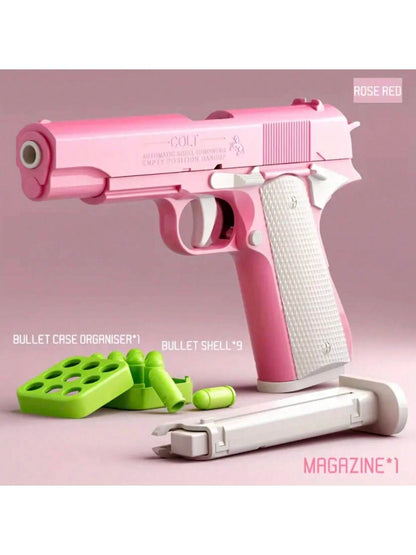 1pc Toy Gun With 10pcs/Set Bullets, Educational Model Toy Handgun, Shooting Game Simulation Shell Throwing Not Shooting, Christmas/Halloween/ For Kids Boys Girls Multicolor