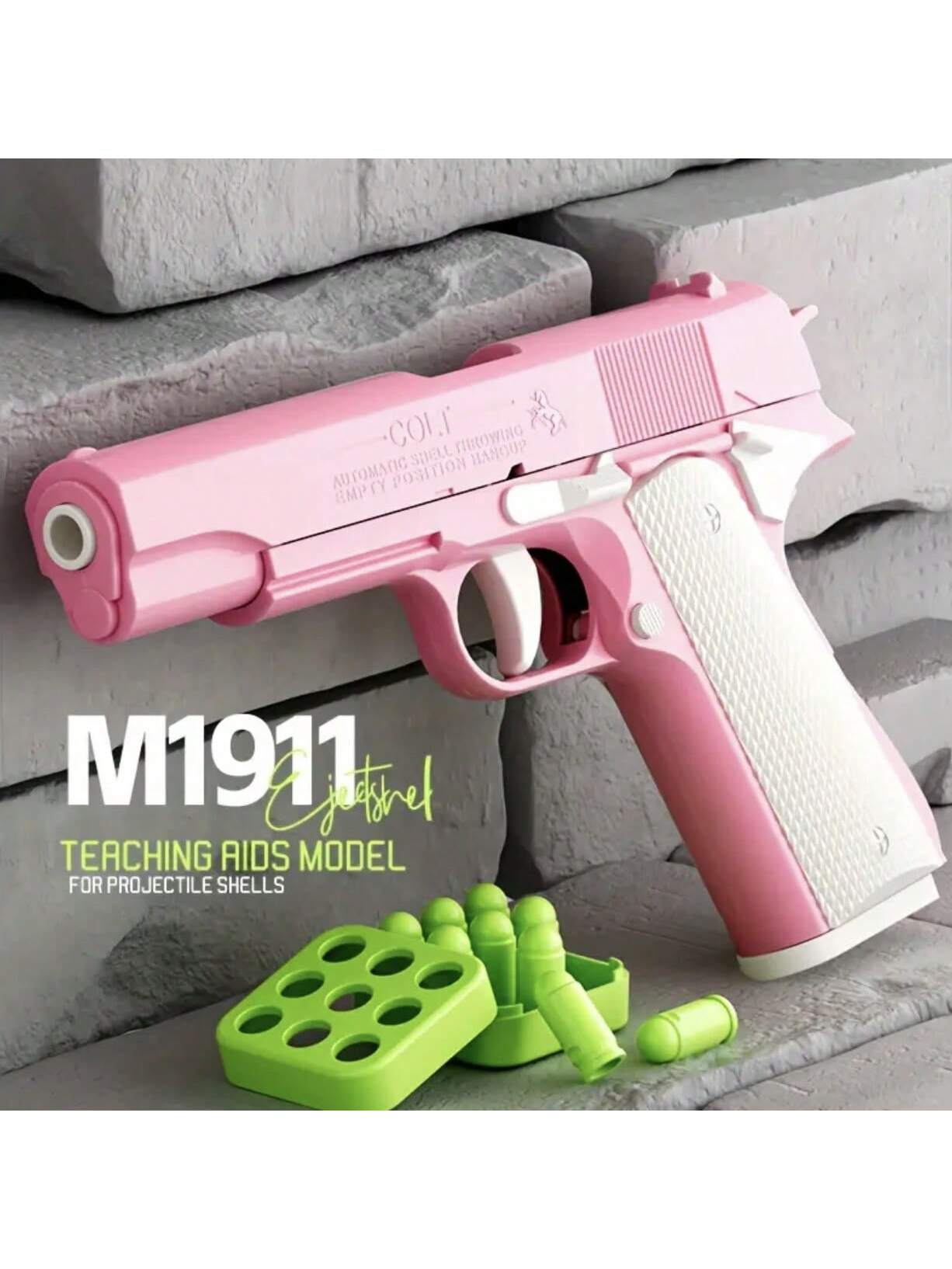 1pc Toy Gun With 10pcs/Set Bullets, Educational Model Toy Handgun, Shooting Game Simulation Shell Throwing Not Shooting, Christmas/Halloween/ For Kids Boys Girls Multicolor