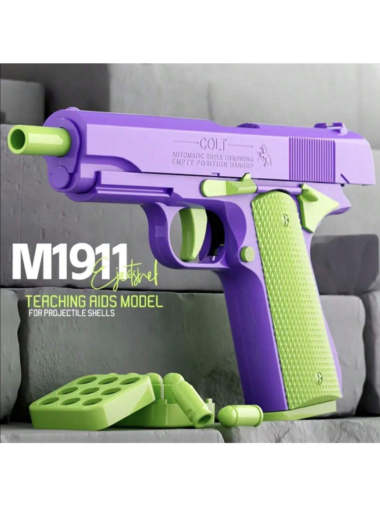 1pc Toy Gun With 10pcs/Set Bullets, Educational Model Toy Handgun, Shooting Game Simulation Shell Throwing Not Shooting, Christmas/Halloween/ For Kids Boys Girls Multicolor