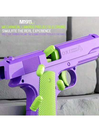 1pc Toy Gun With 10pcs/Set Bullets, Educational Model Toy Handgun, Shooting Game Simulation Shell Throwing Not Shooting, Christmas/Halloween/ For Kids Boys Girls Multicolor