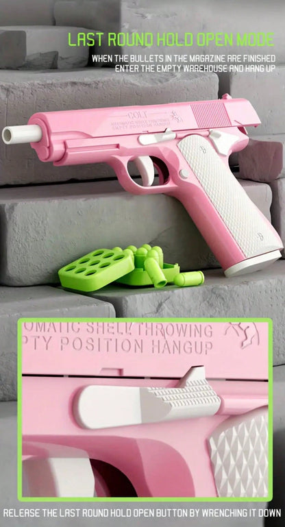 1pc Toy Gun With 10pcs/Set Bullets, Educational Model Toy Handgun, Shooting Game Simulation Shell Throwing Not Shooting, Christmas/Halloween/ For Kids Boys Girls Multicolor