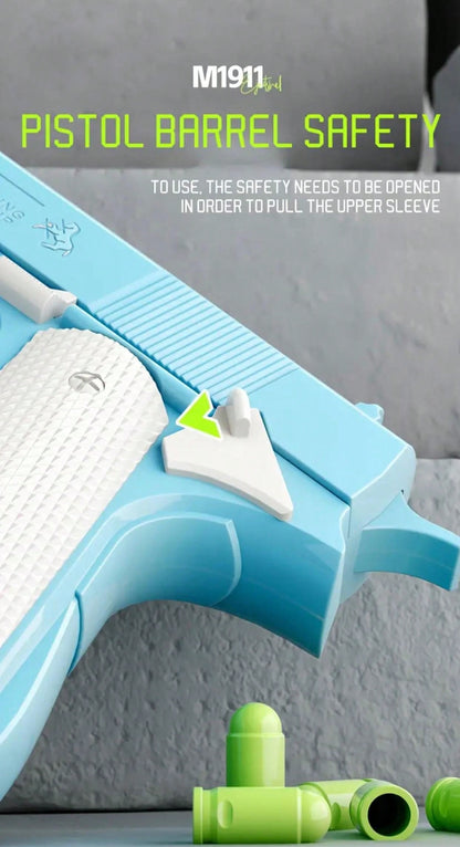 1pc Toy Gun With 10pcs/Set Bullets, Educational Model Toy Handgun, Shooting Game Simulation Shell Throwing Not Shooting, Christmas/Halloween/ For Kids Boys Girls Multicolor