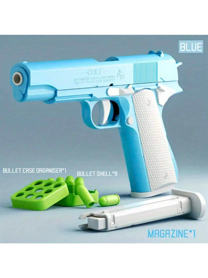1pc Toy Gun With 10pcs/Set Bullets, Educational Model Toy Handgun, Shooting Game Simulation Shell Throwing Not Shooting, Christmas/Halloween/ For Kids Boys Girls Multicolor