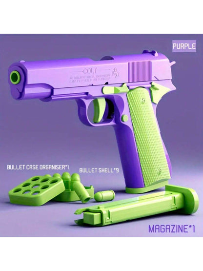 1pc Toy Gun With 10pcs/Set Bullets, Educational Model Toy Handgun, Shooting Game Simulation Shell Throwing Not Shooting, Christmas/Halloween/ For Kids Boys Girls Multicolor