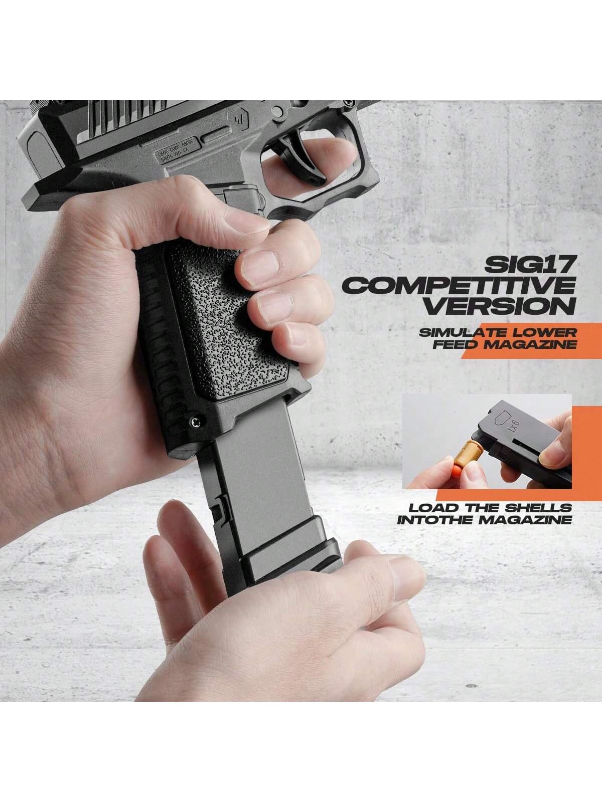 Toy Gun Soft Bullet Pistol For Teens - Rapid Fire, Auto Eject, Outdoor Shooting Game,100 Bullets, 18 Shells, 3 Magazines Black