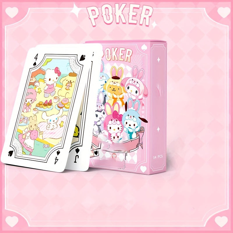 Sanrio Hellokitty Kuromi Cinnamoroll My Melody Playing Cards Poker 54-card Rich Patterns 4 Cute Styles Optional With Box Ideal For Party Games Festivals Attractive Lovers Gift