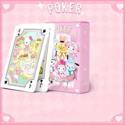 Sanrio Hellokitty Kuromi Cinnamoroll My Melody Playing Cards Poker 54-card Rich Patterns 4 Cute Styles Optional With Box Ideal For Party Games Festivals Attractive Lovers Gift