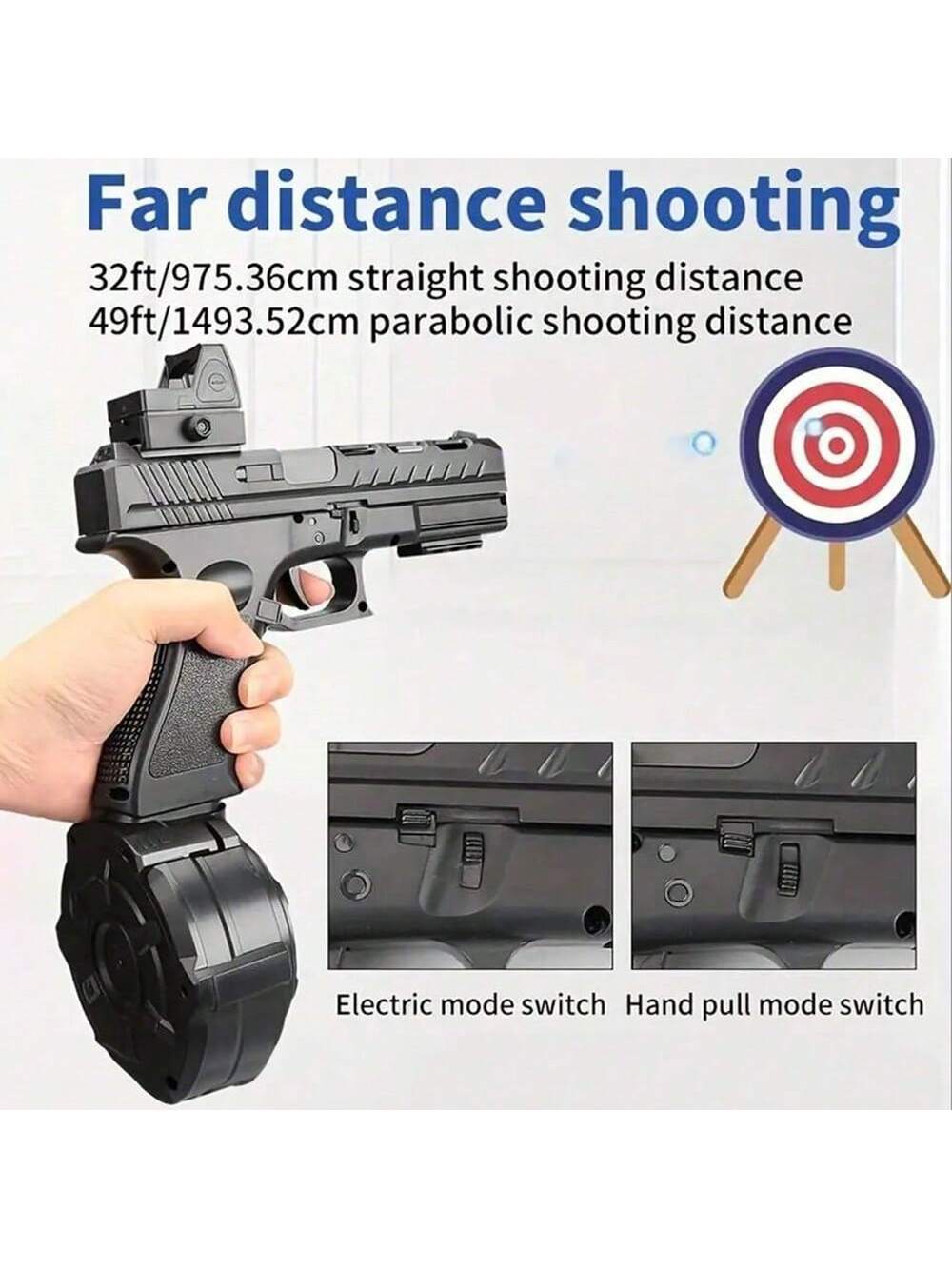 Gel Blaster Gun, Electric Ball Blaster Pistol, High Orbeez Gun Performance Cool Toy Gun, Rechargeable Splatter Ball Toys, Suitable For Outdoor Shooting Party Games, Holiday Gifts For Boys Black