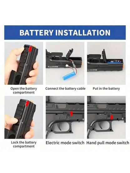 Gel Blaster Gun, Electric Ball Blaster Pistol, High Orbeez Gun Performance Cool Toy Gun, Rechargeable Splatter Ball Toys, Suitable For Outdoor Shooting Party Games, Holiday Gifts For Boys Black