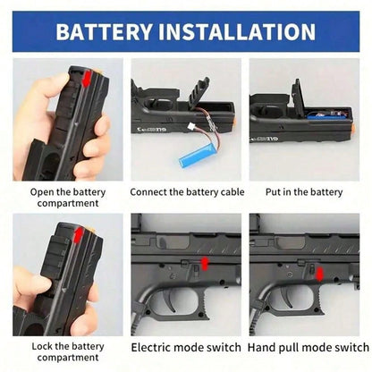 Gel Blaster Gun, Electric Ball Blaster Pistol, High Orbeez Gun Performance Cool Toy Gun, Rechargeable Splatter Ball Toys, Suitable For Outdoor Shooting Party Games, Holiday Gifts For Boys Black