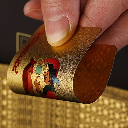 Golden Foil 1 Deck Classic Style Handmade High-Index Polymer Waterproof Playing Cards - Boxed Set for Family Party Entertainment and Holiday Gifts