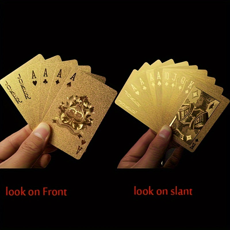 Golden Foil 1 Deck Classic Style Handmade High-Index Polymer Waterproof Playing Cards - Boxed Set for Family Party Entertainment and Holiday Gifts