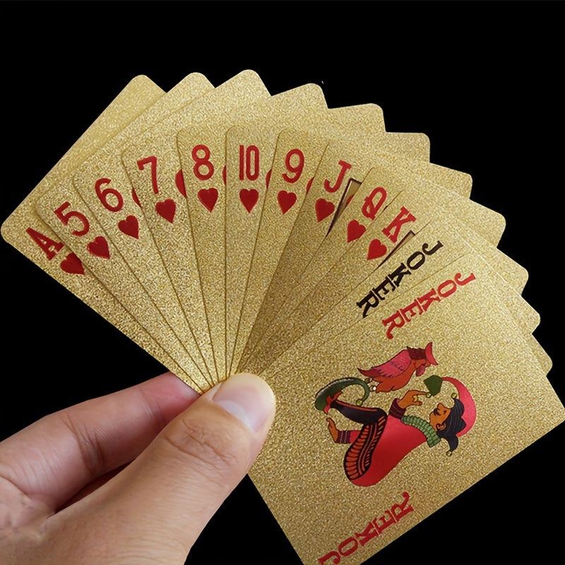 Golden Foil 1 Deck Classic Style Handmade High-Index Polymer Waterproof Playing Cards - Boxed Set for Family Party Entertainment and Holiday Gifts
